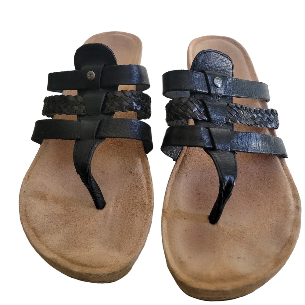 Elegant Black Leather Women's Sandals